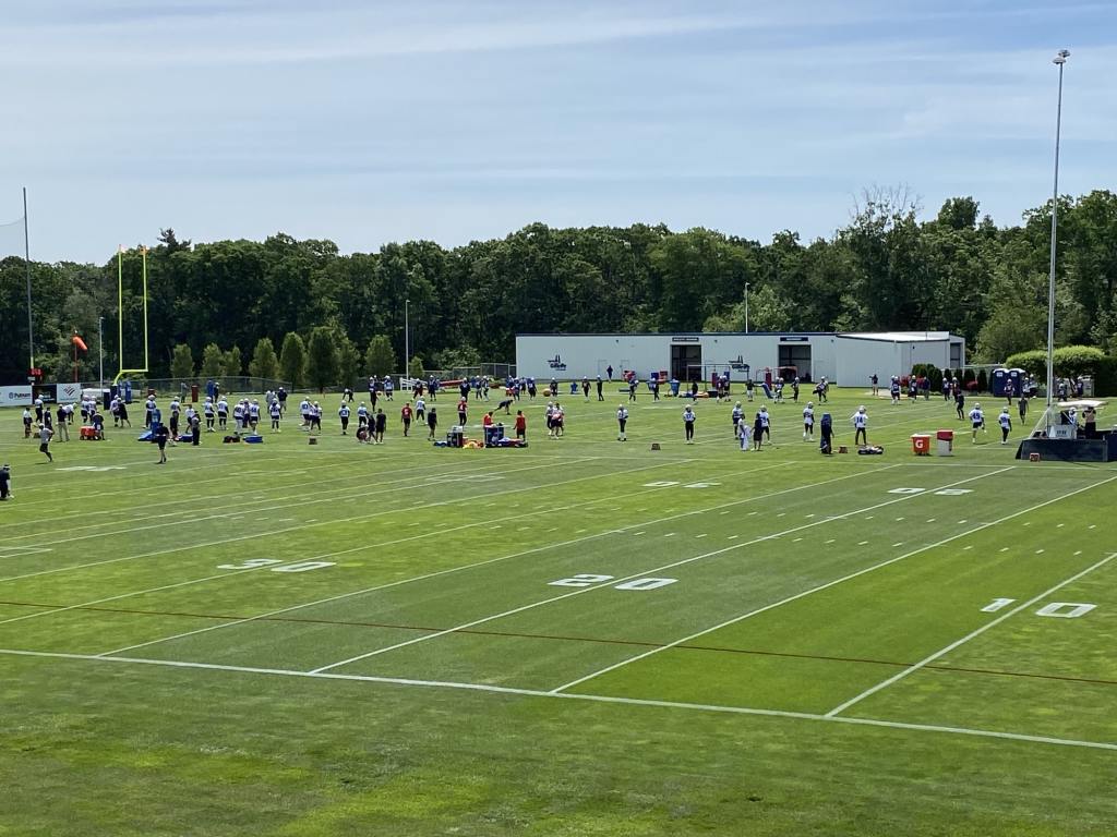 The New England Patriots practice during mandatory minicamp on June 14, 2021 in Foxborough, Mass. (Alex Barth/98.5 The Sports Hub)