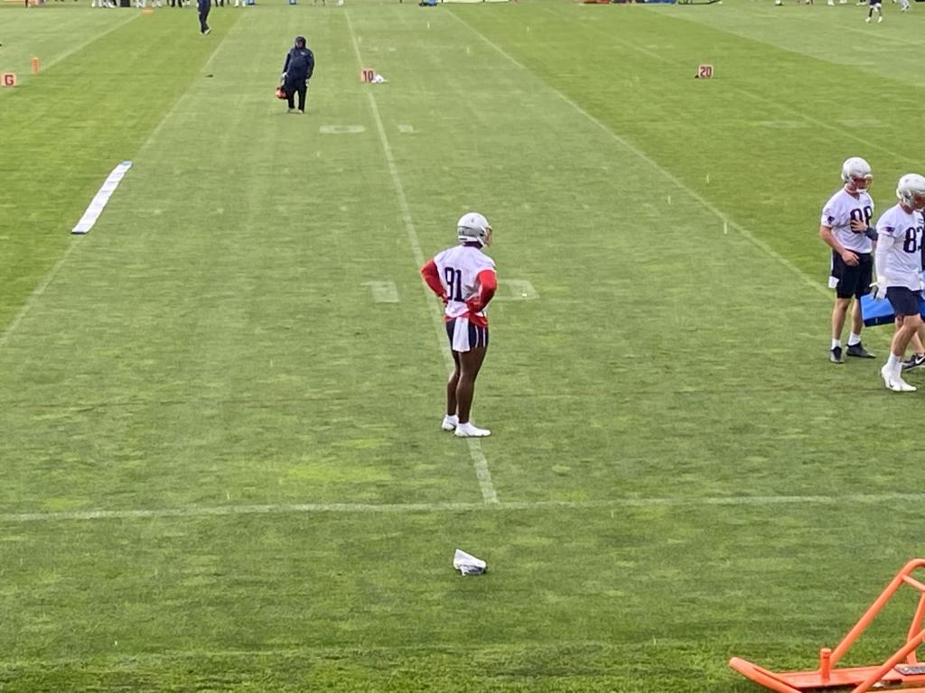 The New England Patriots practice during mandatory minicamp on June 14, 2021 in Foxborough, Mass. (Alex Barth/98.5 The Sports Hub)