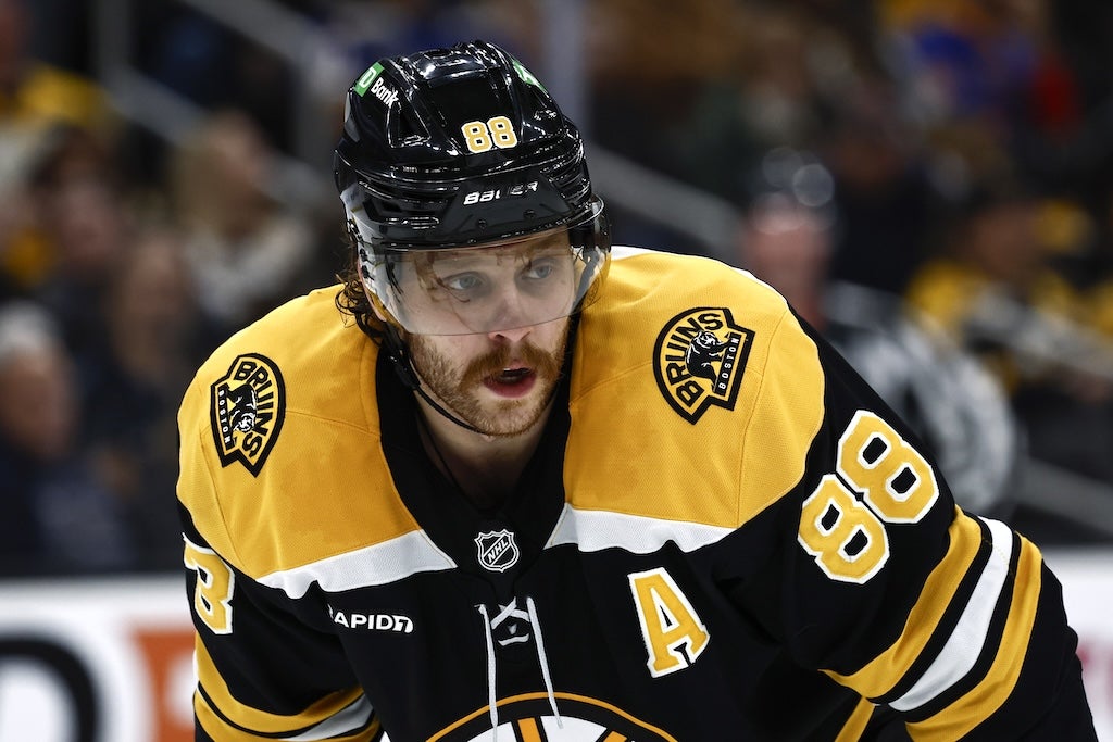 Nov 16, 2024; Boston, Massachusetts, USA; Boston Bruins right wing David Pastrnak (88) during the third period against the St. Louis Blues at TD Garden. Mandatory Credit: Winslow Townson-Imagn Images