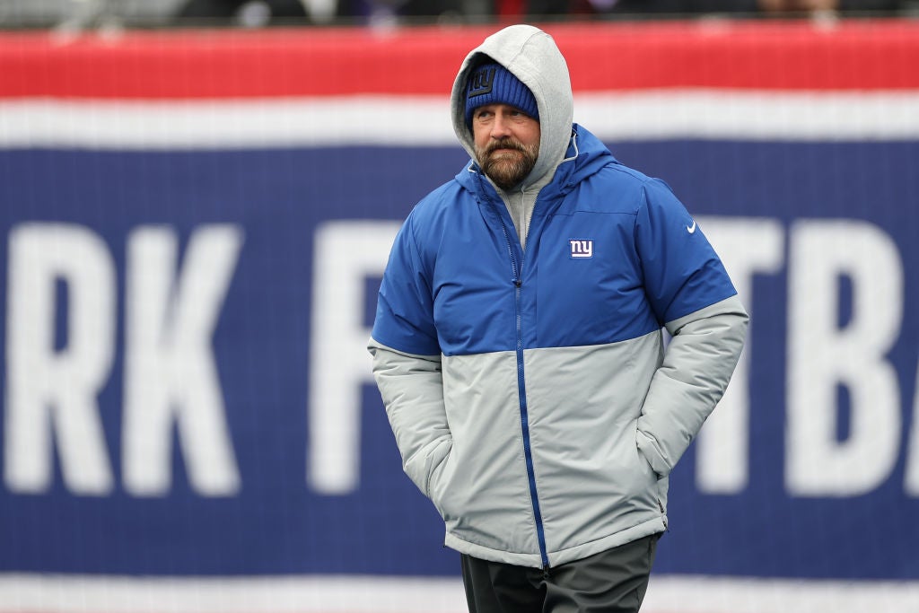 EAST RUTHERFORD, NEW JERSEY - DECEMBER 15: New York Giants head coach Brian Daboll looks on prior to a game against the Baltimore Ravens at MetLife Stadium on December 15, 2024 in East Rutherford, New Jersey. (Photo by Sarah Stier/Getty Images)