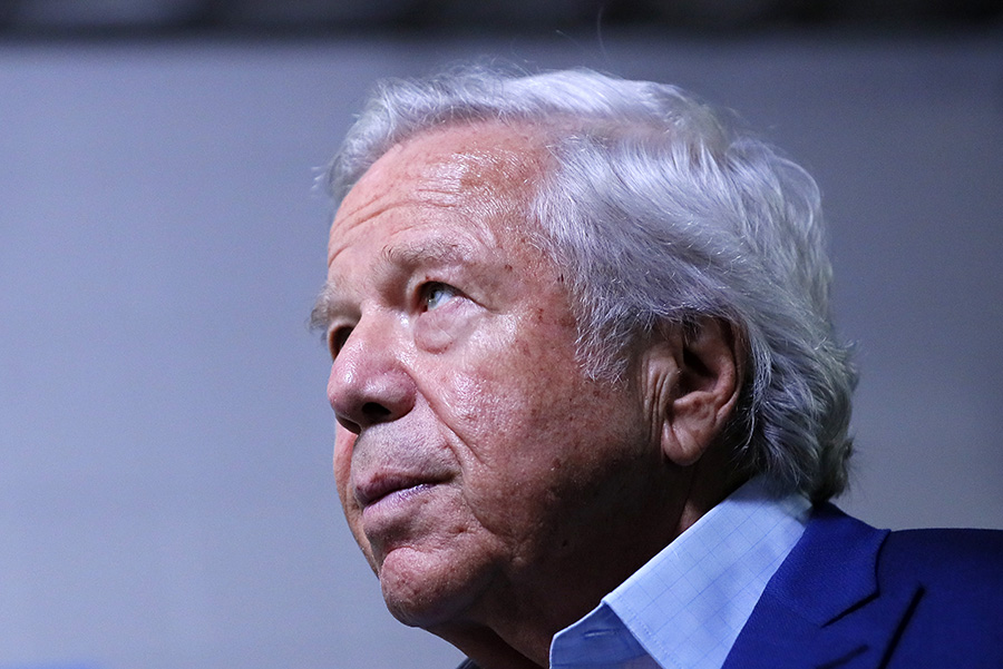 ATLANTA, GEORGIA - JANUARY 28: Owner Robert Kraft of the New England Patriots looks on during Super Bowl LIII Opening Night at State Farm Arena. (Photo by Kevin C. Cox/Getty Images)