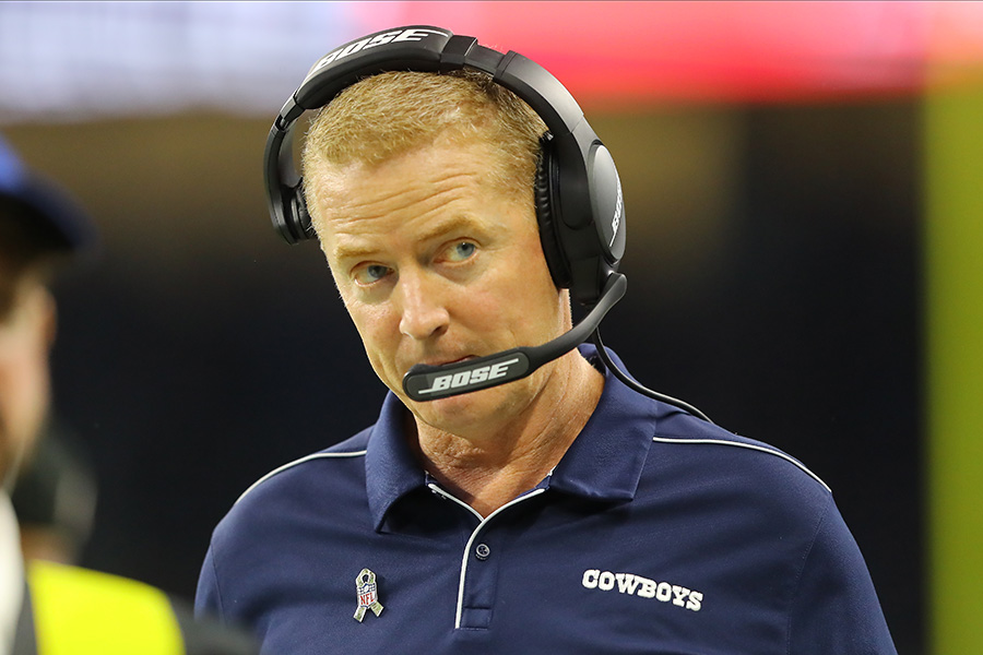Head coach Jason Garrett of the Dallas Cowboys looks on during the second quarter against the Detroit Lions at Ford Field on November 17, 2019 in Detroit, Michigan. (Photo by Rey Del Rio/Getty Images)