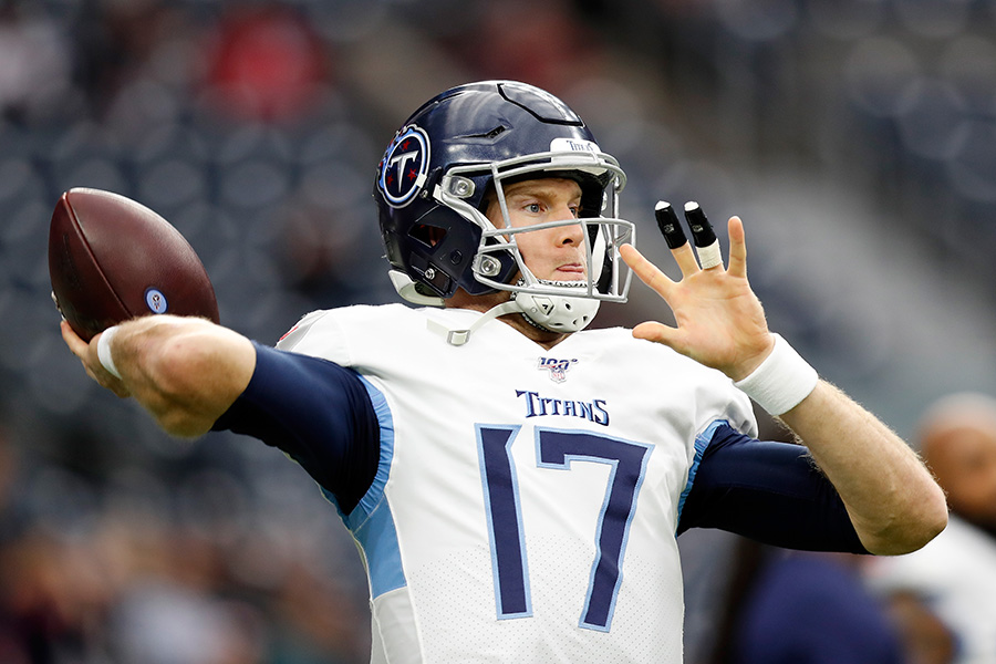 HOUSTON, TEXAS - DECEMBER 29: Ryan Tannehill #17 of the Tennessee Titans participates in warmups prior to a game against the Houston Texans at NRG Stadium on December 29, 2019 in Houston, Texas. (Photo by Tim Warner/Getty Images)