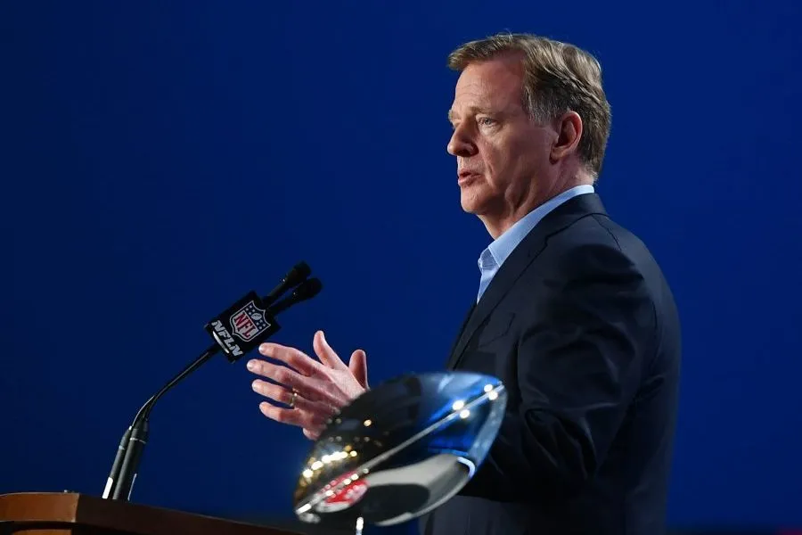 Jan 29, 2020; Miami, Florida, USA;  NF L commissioner Roger Goodell during a press conference before Super Bowl LIV at Hilton Downtown. Mandatory Credit: Jasen Vinlove-USA TODAY Sports