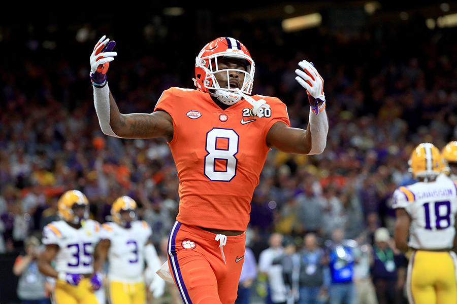 NEW ORLEANS, LOUISIANA - JANUARY 13: A.J. Terrell #8 of the Clemson Tigers celebrates against the LSU Tigers in the College Football Playoff National Championship game at Mercedes Benz Superdome on January 13, 2020 in New Orleans, Louisiana. (Photo by Mike Ehrmann/Getty Images)