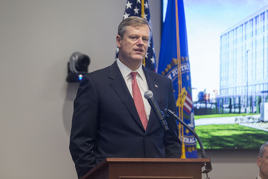Mass. governor Charlie Baker is expected to allow pro sports teams to resume practicing in Boston. (Photo by Scott Eisen/Getty Images)