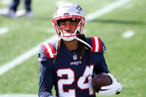 FOXBOROUGH, MASSACHUSETTS - OCTOBER 18: Stephon Gilmore #24 of the New England Patriots warms up prior to the game against the Denver Broncos at Gillette Stadium on October 18, 2020 in Foxborough, Massachusetts. (Photo by Maddie Meyer/Getty Images)