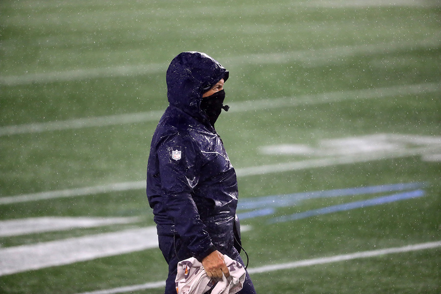 FOXBOROUGH, MASSACHUSETTS - NOVEMBER 15: Head coach Bill Belichick of the New England Patriots looks on against the Baltimore Ravens during the second half at Gillette Stadium on November 15, 2020 in Foxborough, Massachusetts. (Photo by Maddie Meyer/Getty Images)