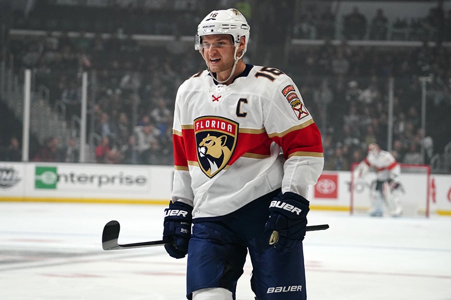 Panthers center Aleksander Barkov is on track to become a free agent in 2022. Could he be on the Bruins' radar? (Kirby Lee-USA TODAY)