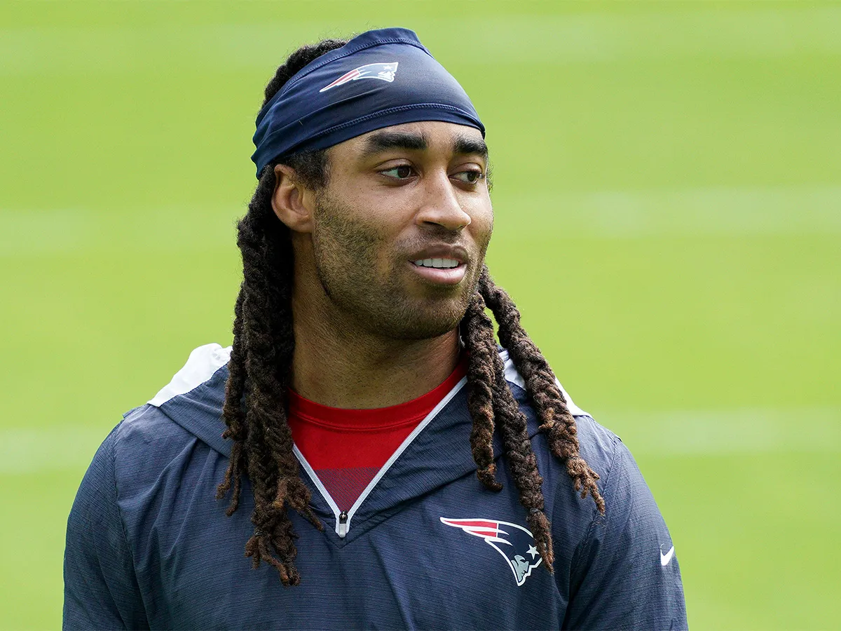 Stephon Gilmore #24 of the New England Patriots looks on prior to the game against the Miami Dolphins at Hard Rock Stadium on December 20, 2020 in Miami Gardens, Florida. (Photo by Mark Brown/Getty Images)