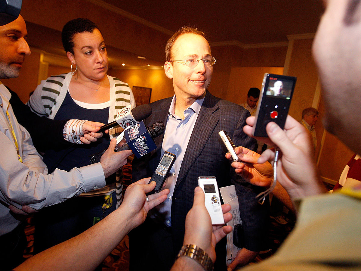 President and Chief opperating officer Jonathan Kraft answers questions from the media at the NFL Annual Meetings at the Roosevelt HotelÊ on March 21, 2011 in New Orleans, Louisiana. Despite a NFL owners imposed lockout in effect since March 12 the league is conducting it's annual owners meeting in New Orleans(Photo by Sean Gardner/Getty Images)
