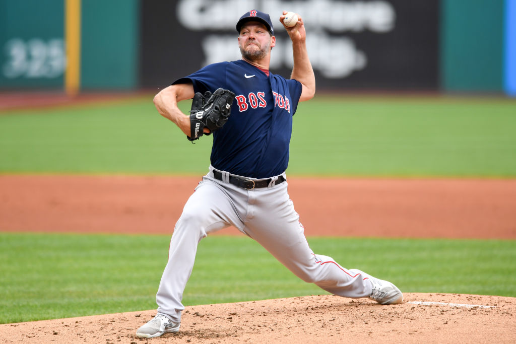 CLEVELAND, OH - JUNE 26: Starting pitcher Rich Hill #44 of the Boston Red Sox pitches during the first inning against the Cleveland Guardians at Progressive Field on June 26, 2022 in Cleveland, Ohio. (Photo by Nick Cammett/Getty Images)