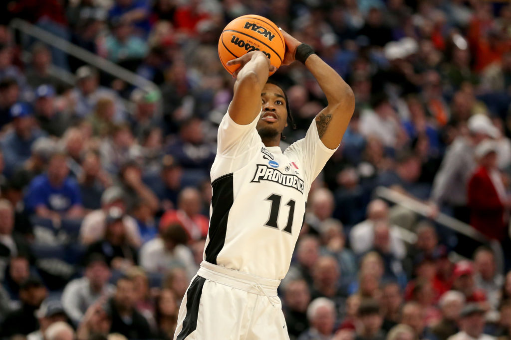 BUFFALO, NEW YORK - MARCH 19: A.J. Reeves #11 of the Providence Friars shoots the ball against the Richmond Spiders during the second half in the second round game of the 2022 NCAA Men's Basketball Tournament at KeyBank Center on March 19, 2022 in Buffalo, New York. (Photo by Joshua Bessex/Getty Images)
