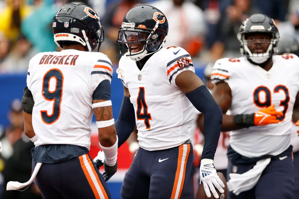 Jaquan Brisker of the Chicago Bears looks on against the Washington News  Photo - Getty Images