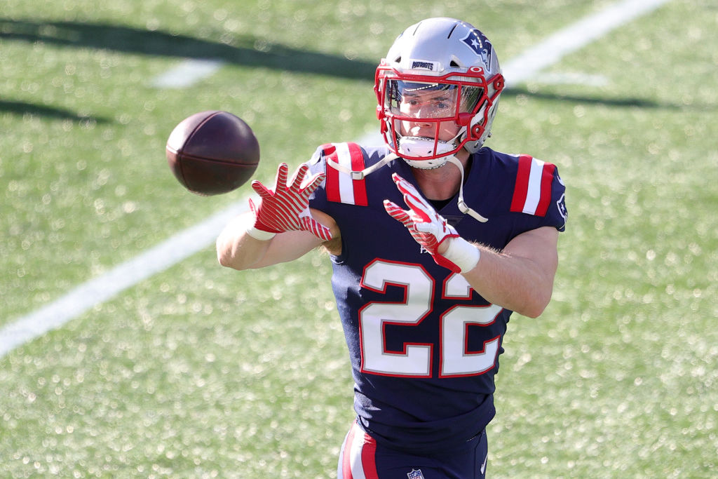 FOXBOROUGH, MASSACHUSETTS - NOVEMBER 29: Cody Davis #22 of the New England Patriots warms up prior to facing the Arizona Cardinals at Gillette Stadium on November 29, 2020 in Foxborough, Massachusetts. (Photo by Maddie Meyer/Getty Images)