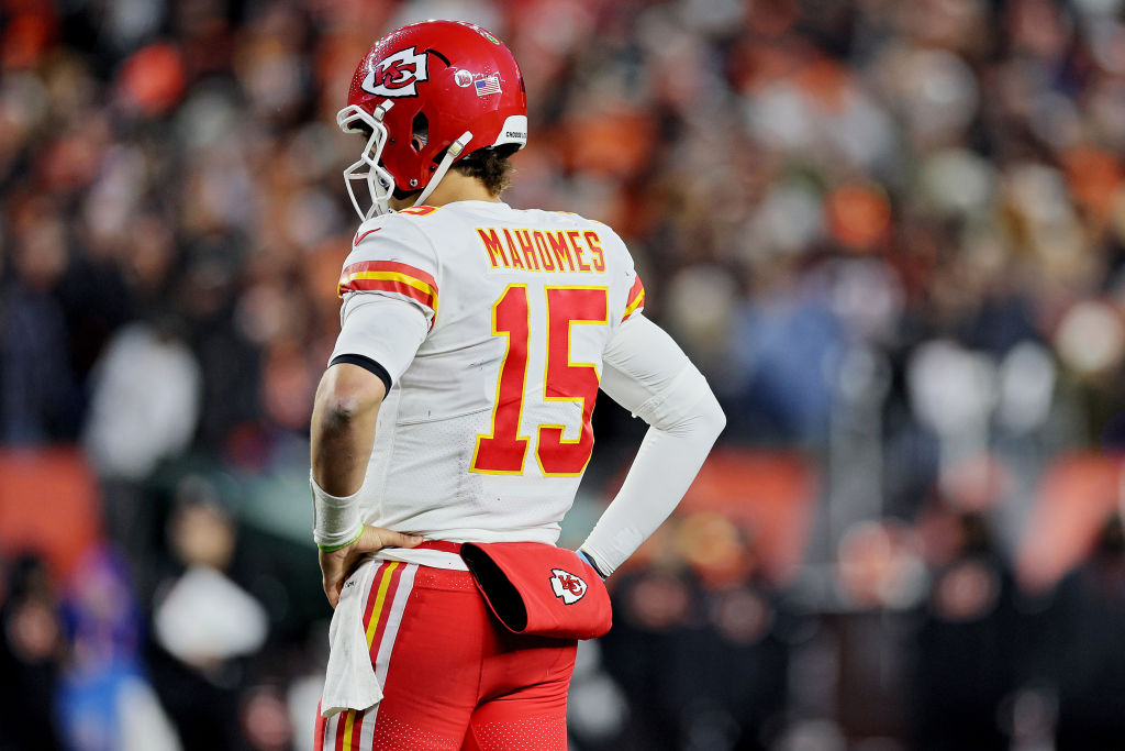 CINCINNATI, OHIO - DECEMBER 04: Patrick Mahomes #15 of the Kansas City Chiefs looks on against the Cincinnati Bengals during the first half at Paycor Stadium on December 04, 2022 in Cincinnati, Ohio. (Photo by Andy Lyons/Getty Images)