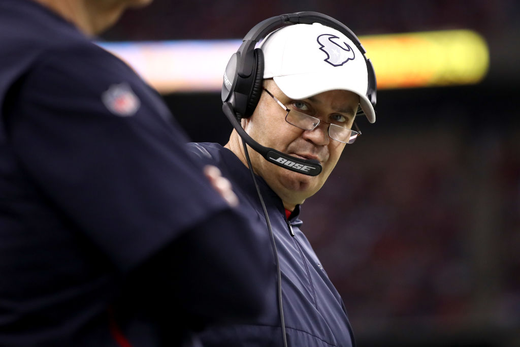HOUSTON, TEXAS - JANUARY 04: Head coach Bill O'Brien of the Houston Texans looks on against the Buffalo Bills during the second quarter of the AFC Wild Card Playoff game at NRG Stadium on January 04, 2020 in Houston, Texas. (Photo by Christian Petersen/Getty Images)