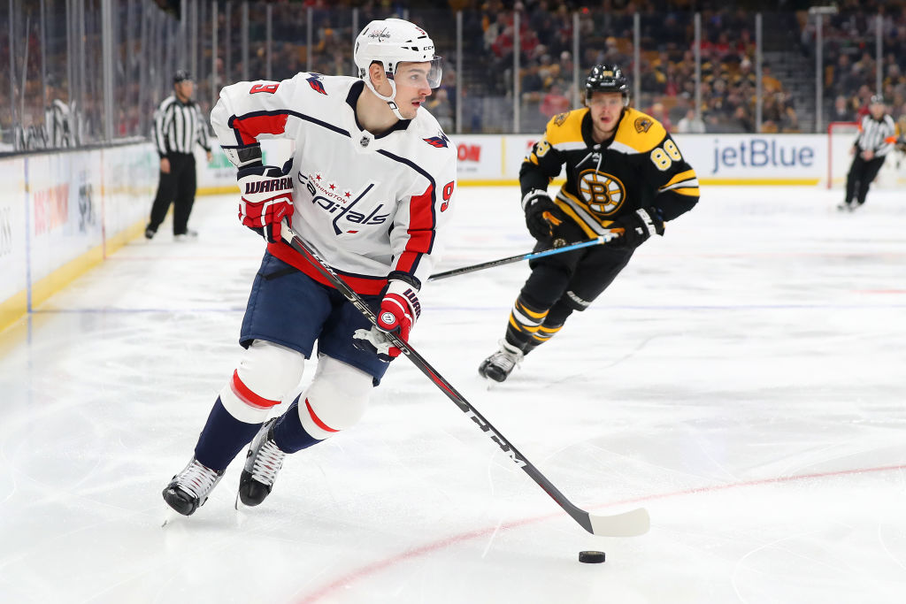 BOSTON, MASSACHUSETTS - JANUARY 10: Dmitry Orlov #9 of the Washington Capitals skates against the Boston Bruins during the first period at TD Garden on January 10, 2019 in Boston, Massachusetts. (Photo by Maddie Meyer/Getty Images)