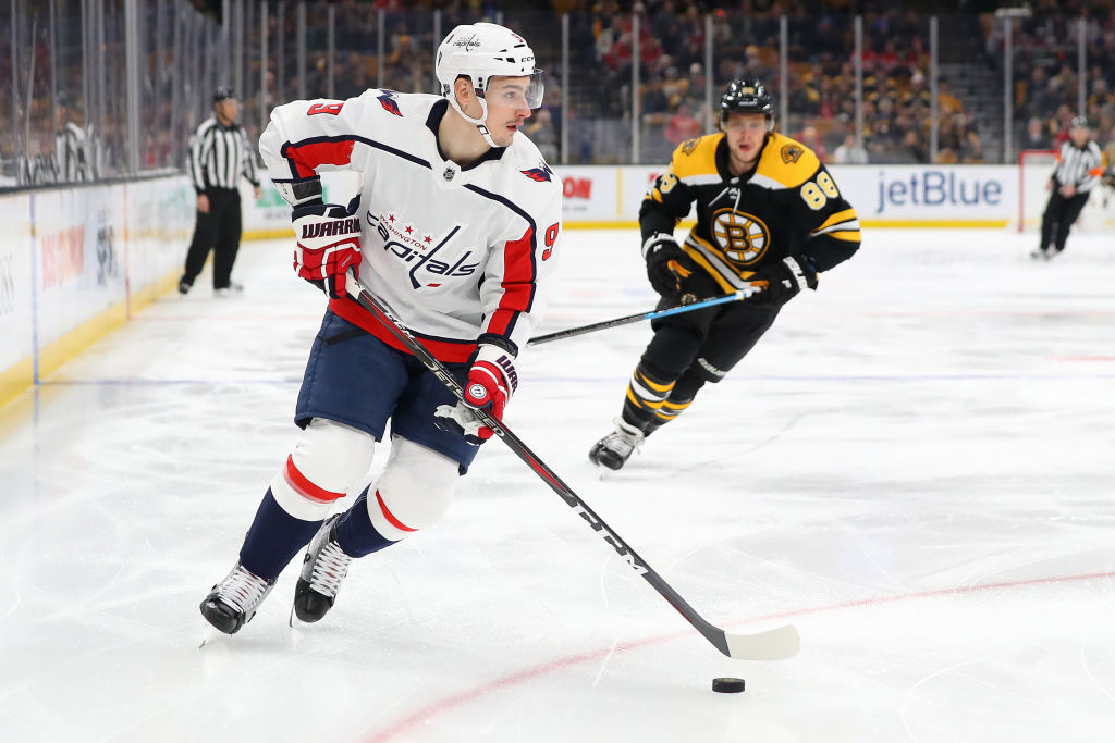 Washington Capitals defenseman Dmitry Orlov (9) warms up before an