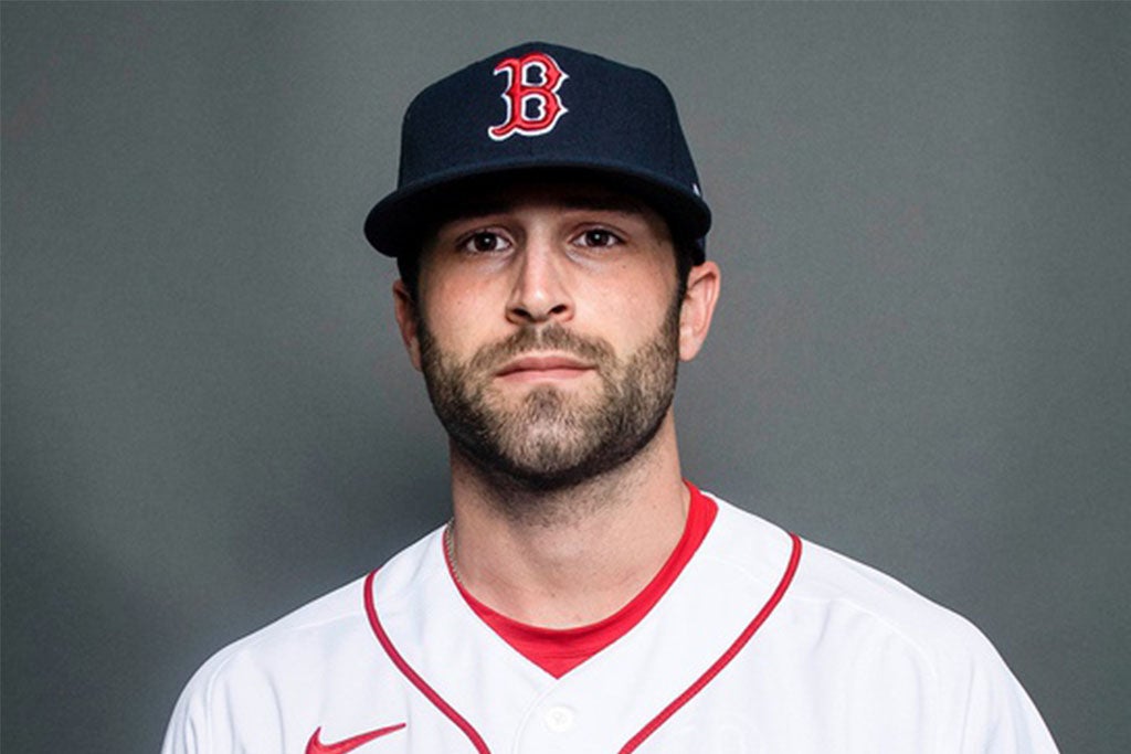 Mar 1, 2021; Fort Myers, FL, USA; Boston Red Sox Andrew Politi #91 poses during media day at JetBlue Park. Mandatory Credit: MLB photos via USA TODAY Sports