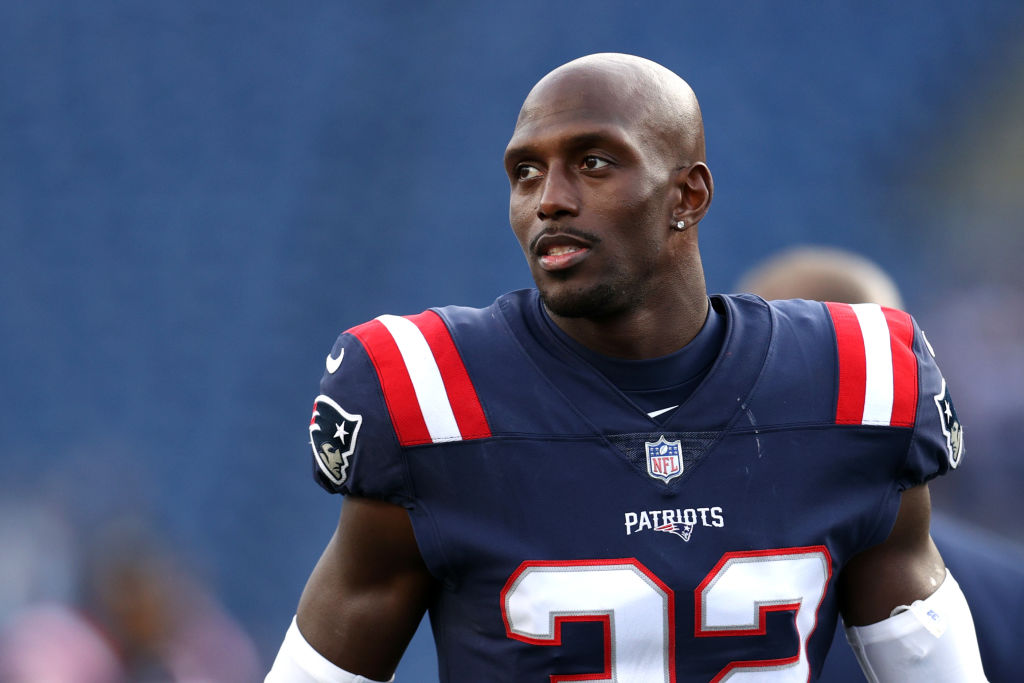 FOXBOROUGH, MASSACHUSETTS - OCTOBER 24: Devin McCourty #32 of the New England Patriots looks on after the game against the New York Jets at Gillette Stadium on October 24, 2021 in Foxborough, Massachusetts. (Photo by Maddie Meyer/Getty Images)