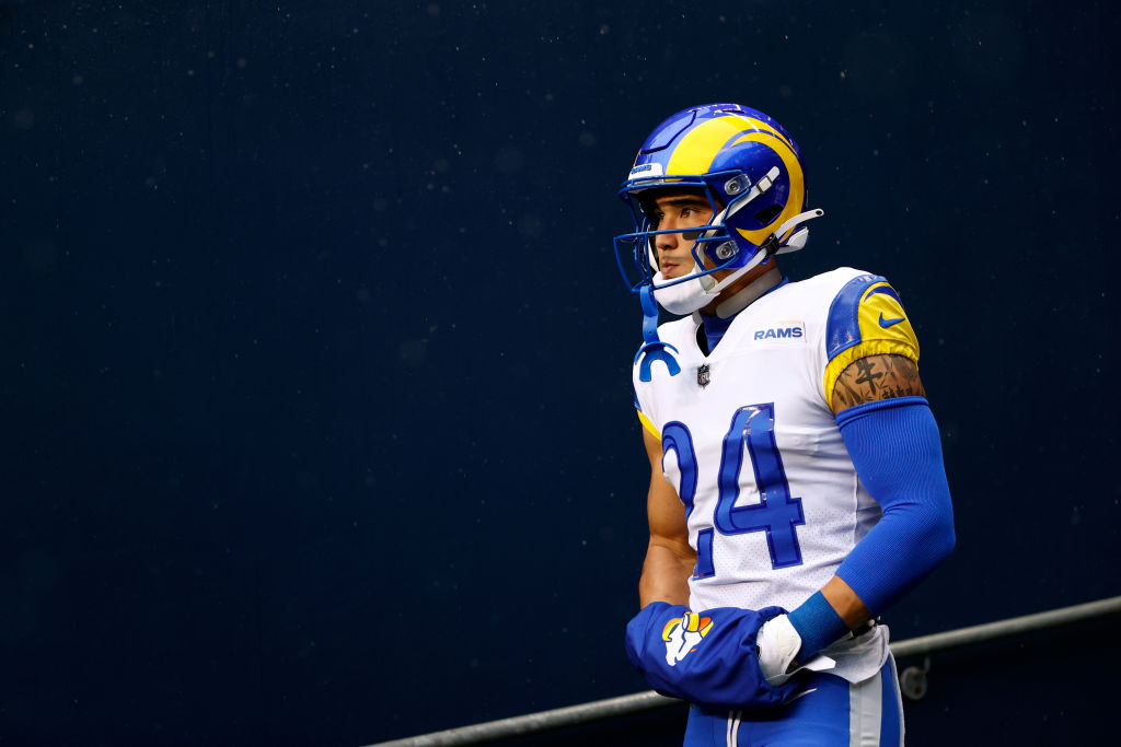 SEATTLE, WASHINGTON - JANUARY 08: Taylor Rapp #24 of the Los Angeles Rams takes the field prior to the game against the Seattle Seahawks at Lumen Field on January 08, 2023 in Seattle, Washington. (Photo by Steph Chambers/Getty Images)