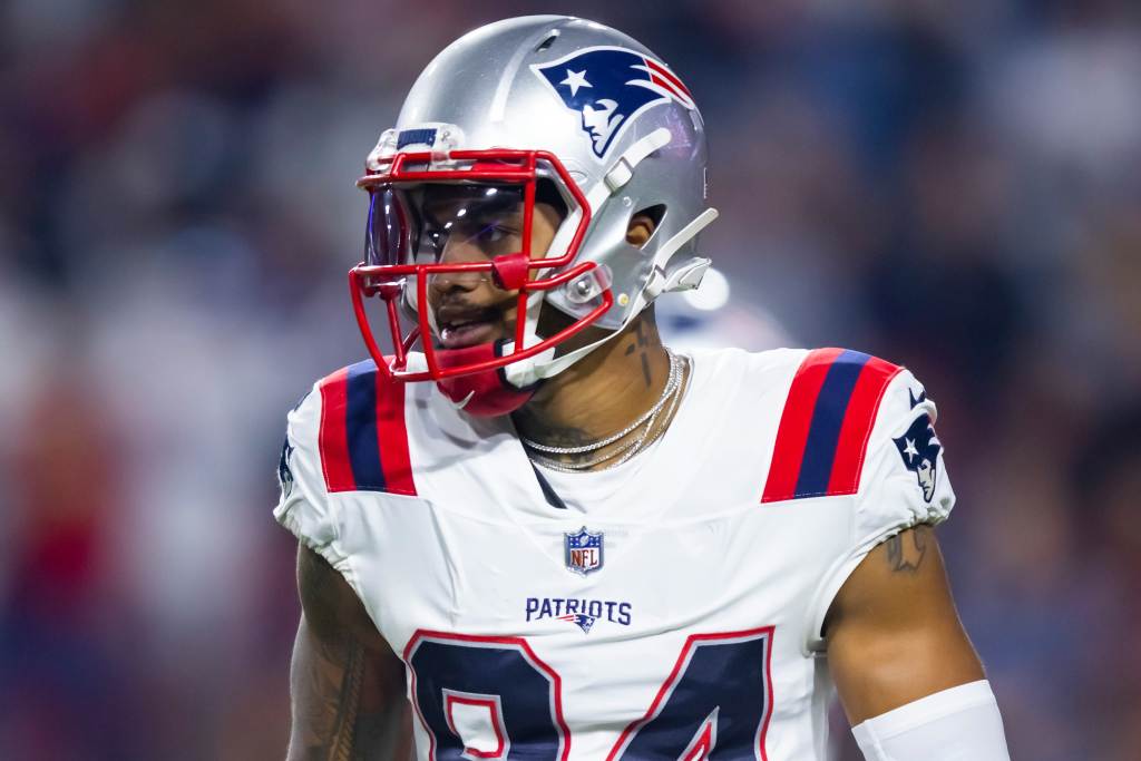 Dec 12, 2022; Glendale, Arizona, USA; New England Patriots wide receiver Kendrick Bourne (84) against the Arizona Cardinals at State Farm Stadium. Credit: Mark J. Rebilas-USA TODAY Sports