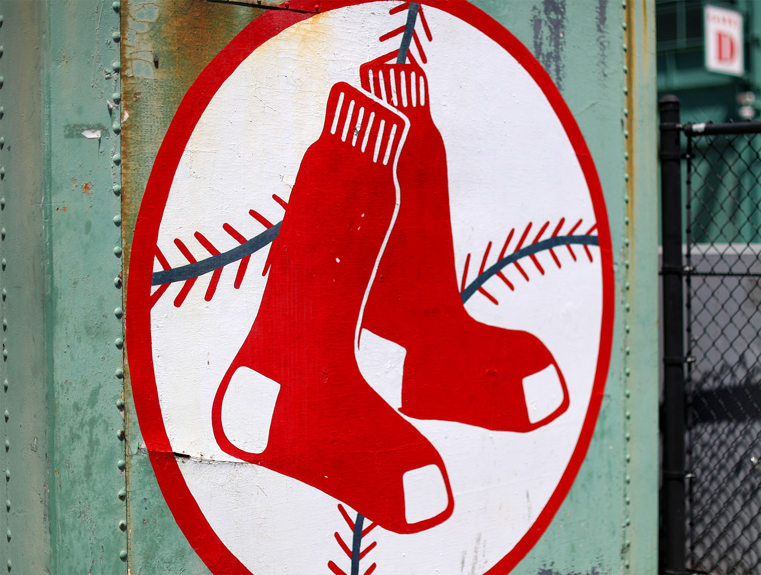 BOSTON, MASSACHUSETTS - MAY 20: A view of the Red Sox logo outside of Fenway Park on May 20, 2020 in Boston, Massachusetts. (Photo by Maddie Meyer/Getty Images)