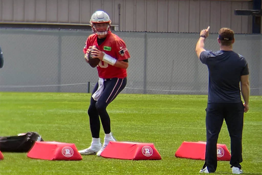 WATCH: Mac Jones absolutely bombs a pass to a kid at a youth clinic