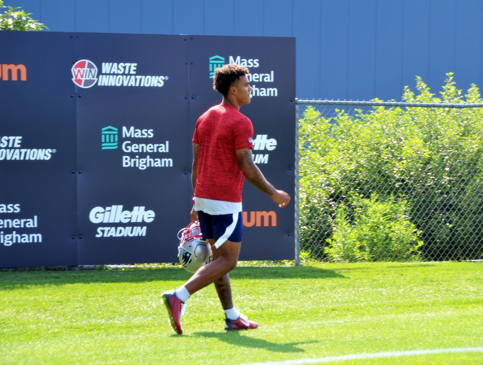 Christian Gonzalez at 2023 New England Patriots training camp in Foxboro. (Jim Louth/98.5 The Sports Hub)