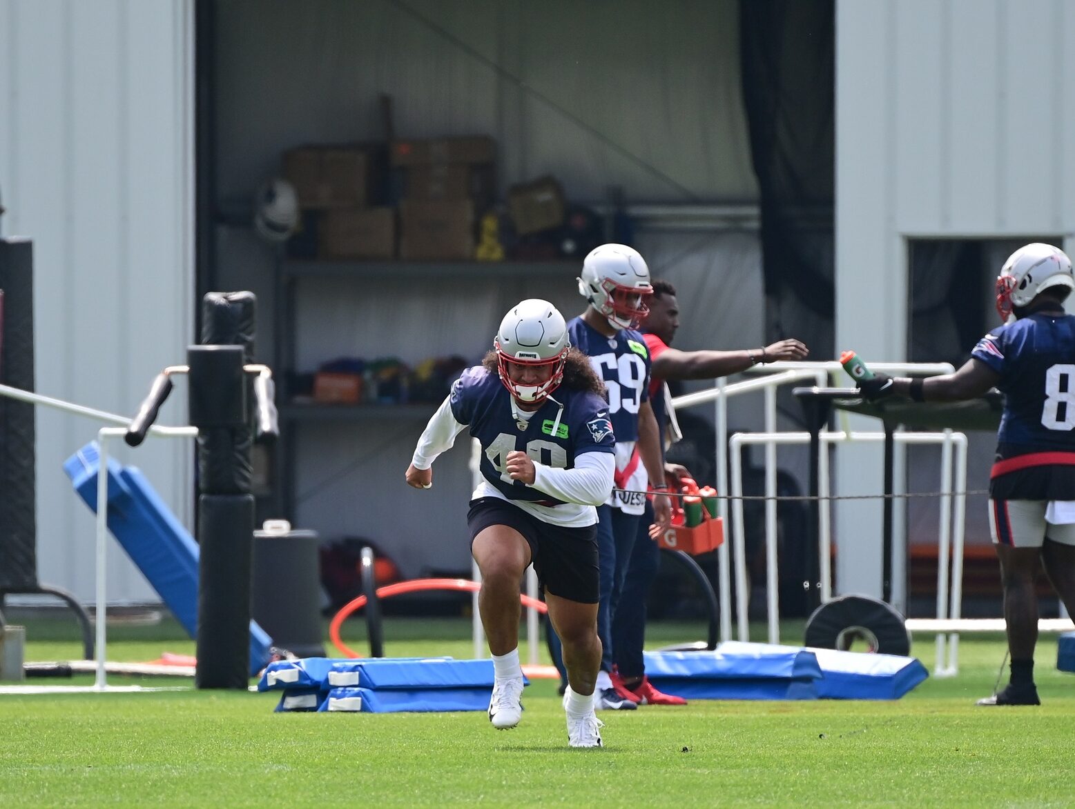 New England Patriots linebacker Jahlani Tavai (48) looks on during