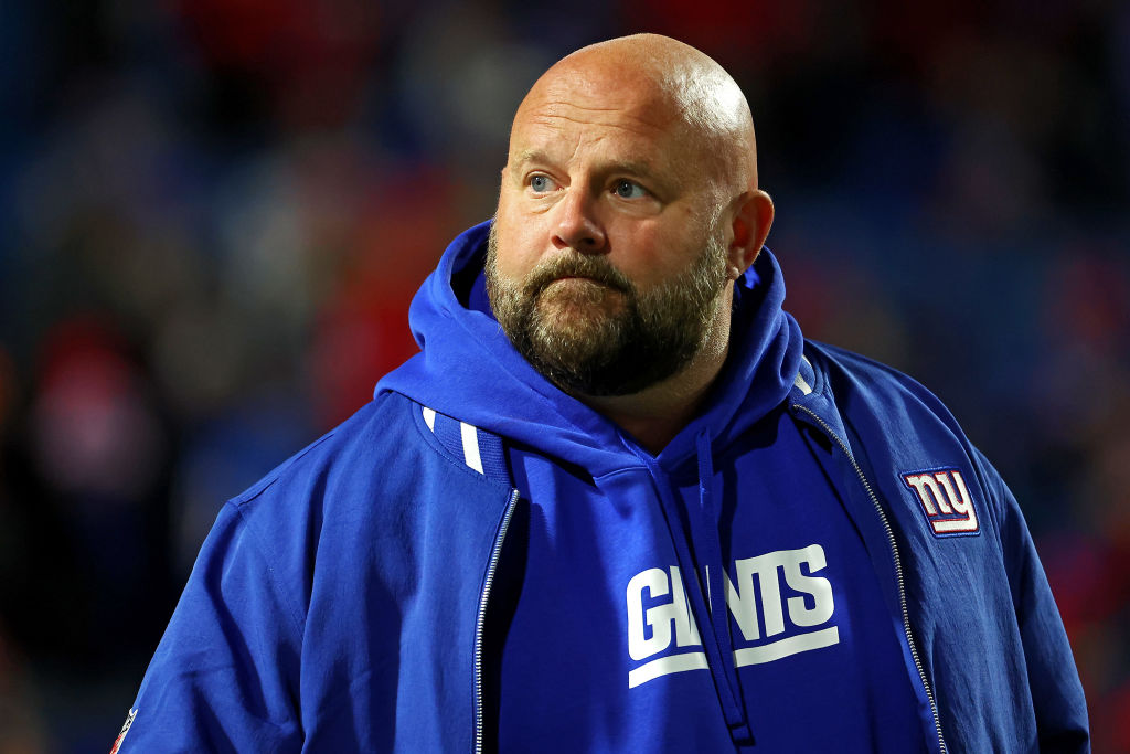 ORCHARD PARK, NEW YORK - OCTOBER 15: Head coach Brian Daboll of the New York Giants looks on before a game against the Buffalo Bills at Highmark Stadium on October 15, 2023 in Orchard Park, New York. (Photo by Timothy T Ludwig/Getty Images)