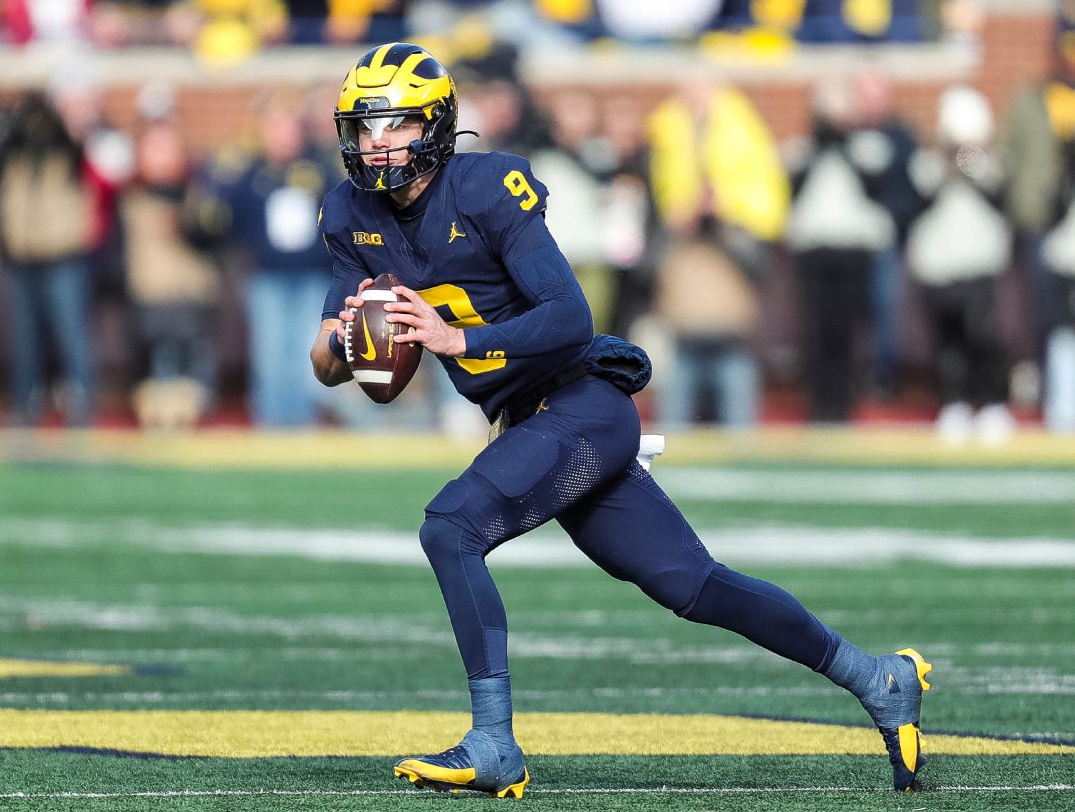 Michigan quarterback J.J. McCarthy looks to pass against Ohio State during the first half at Michigan Stadium in Ann Arbor on Saturday, Nov. 25, 2023. (Junfu Han/USA Today Network)