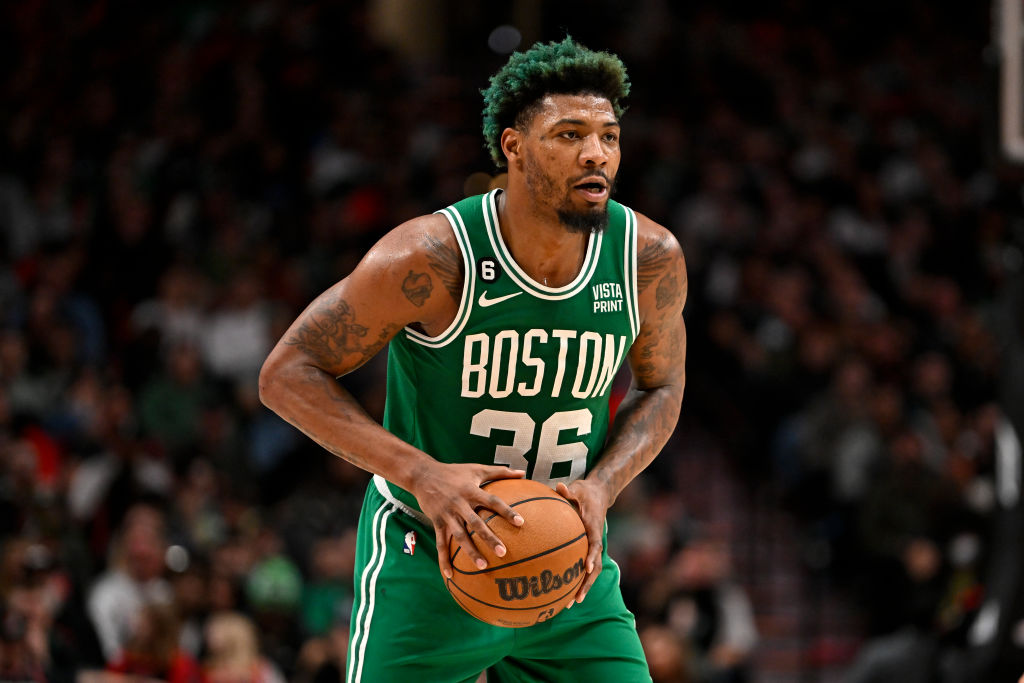 PORTLAND, OREGON - MARCH 17: Marcus Smart #36 of the Boston Celtics in action during the fourth quarter against the Portland Trail Blazers at the Moda Center on March 17, 2023 in Portland, Oregon. The Boston Celtics won 126-112. (Photo by Alika Jenner/Getty Images)