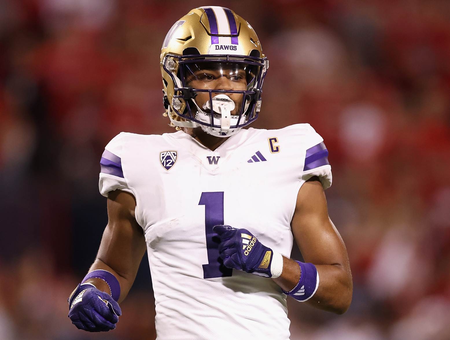 TUCSON, ARIZONA - SEPTEMBER 30: Wide receiver Rome Odunze #1 of the Washington Huskies during the second half of the NCAAF game at Arizona Stadium on September 30, 2023 in Tucson, Arizona. (Photo by Christian Petersen/Getty Images)