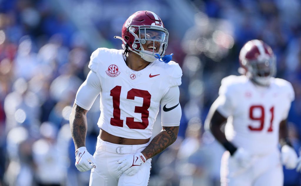 LEXINGTON, KENTUCKY - NOVEMBER 11: Malachi Moore #13 of the Alabama Crimson Tide against the Kentucky Wildcats at Kroger Field on November 11, 2023 in Lexington, Kentucky. (Photo by Andy Lyons/Getty Images)