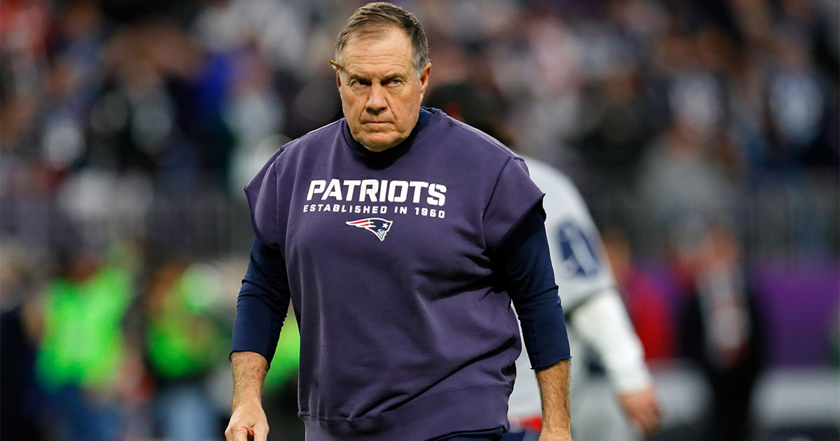 MINNEAPOLIS, MN - FEBRUARY 04: Head coach Bill Belichick of the New England Patriots looks on during warm-ups prior to Super Bowl LII at U.S. Bank Stadium on February 4, 2018 in Minneapolis, Minnesota. (Photo by Kevin C. Cox/Getty Images)