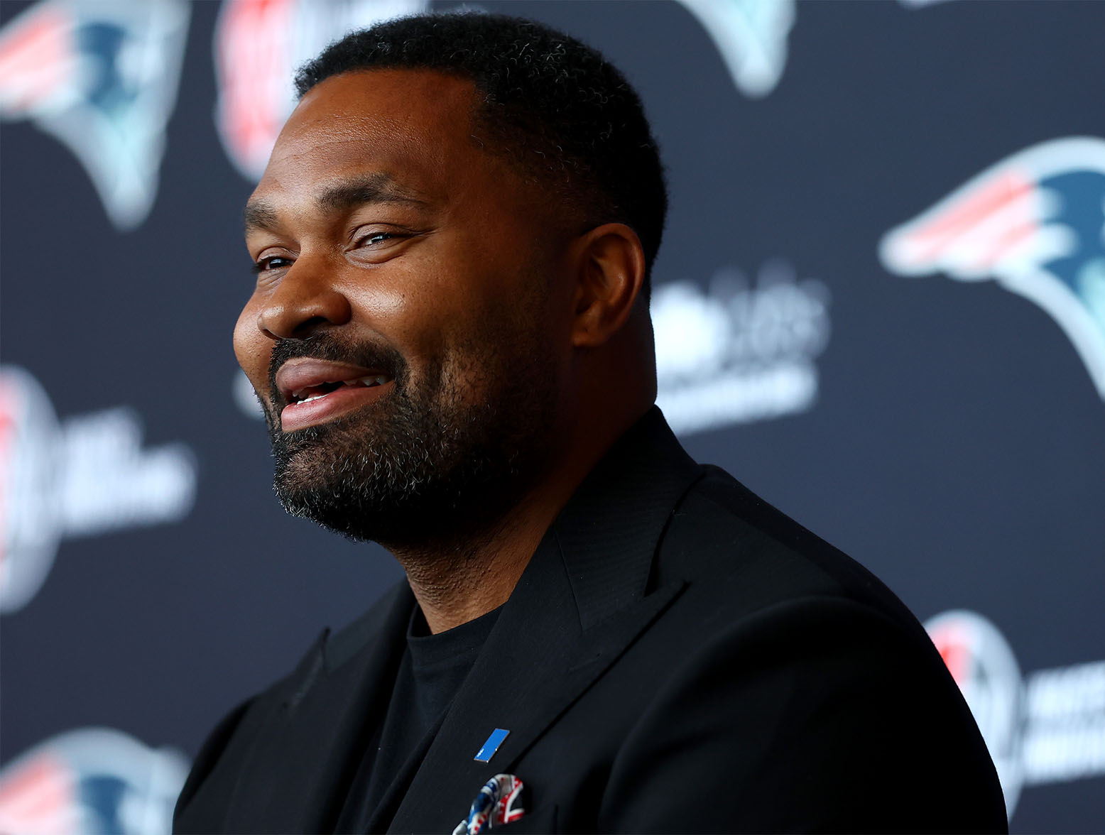 FOXBOROUGH, MASSACHUSETTS - JANUARY 17: Newly appointed head coach Jerod Mayo of the New England Patriots speaks to the media during a press conference at Gillette Stadium on January 17, 2024 in Foxborough, Massachusetts. (Photo by Maddie Meyer/Getty Images)