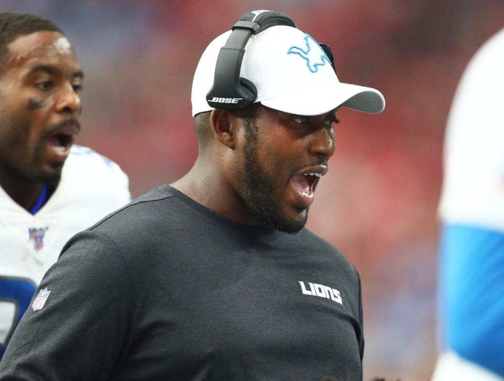 Sep 8, 2019; Glendale, AZ, USA; Detroit Lions assistant special teams coordinator Marquice Williams against the Arizona Cardinals at State Farm Stadium. Credit: Mark J. Rebilas-USA TODAY Sports