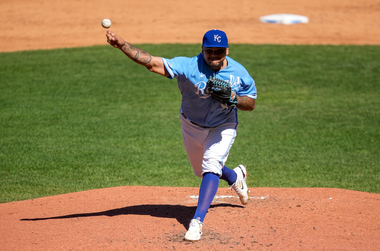 Sep 25, 2022; Kansas City, Missouri, USA; Kansas City Royals starting pitcher Max Castillo (60) pitches during the third inning against the Seattle Mariners at Kauffman Stadium. Mandatory Credit: Jay Biggerstaff-USA TODAY Sports