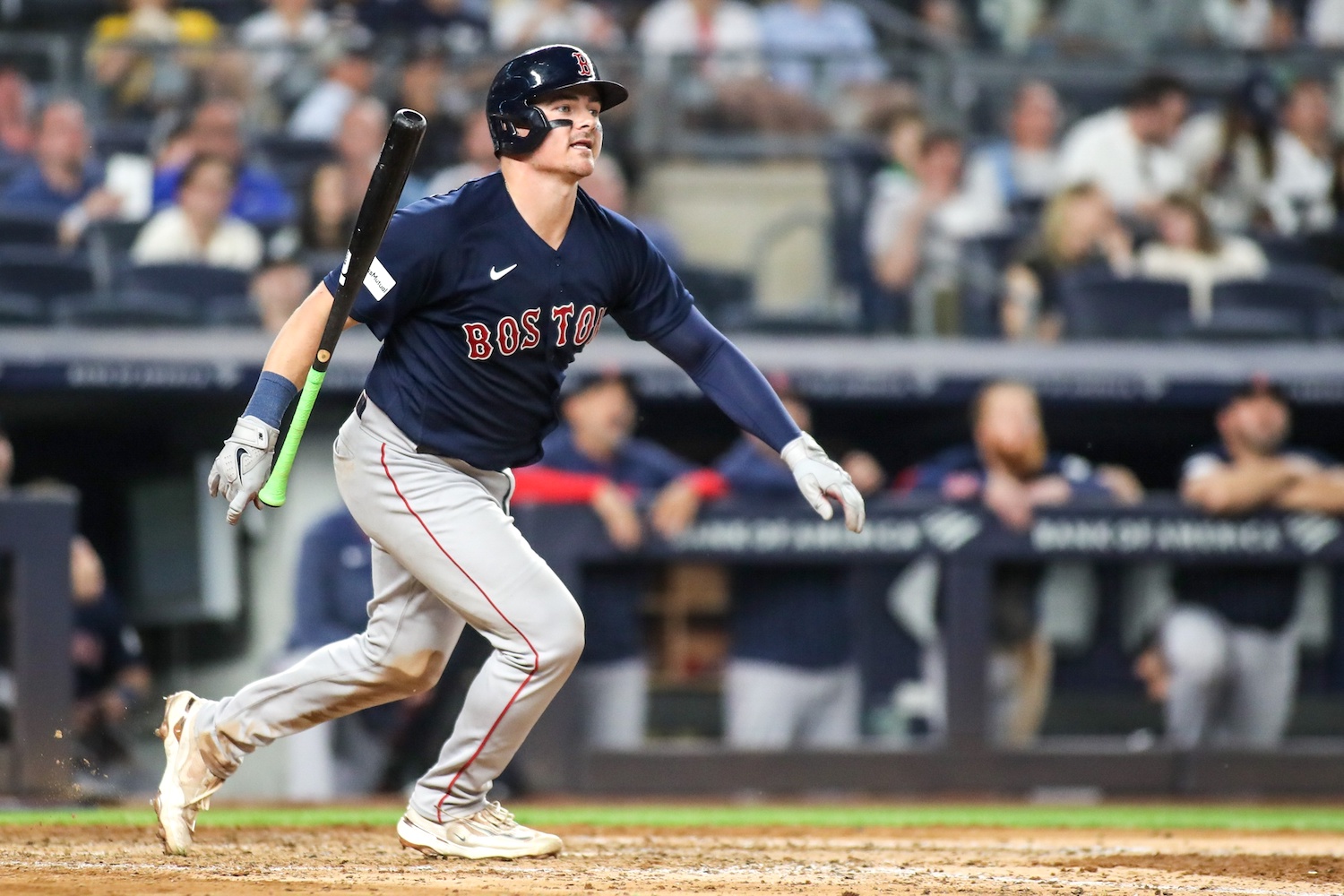 Jun 10, 2023; Bronx, New York, USA; Boston Red Sox catcher Reese McGuire (3) at Yankee Stadium. Mandatory Credit: Wendell Cruz-USA TODAY Sports