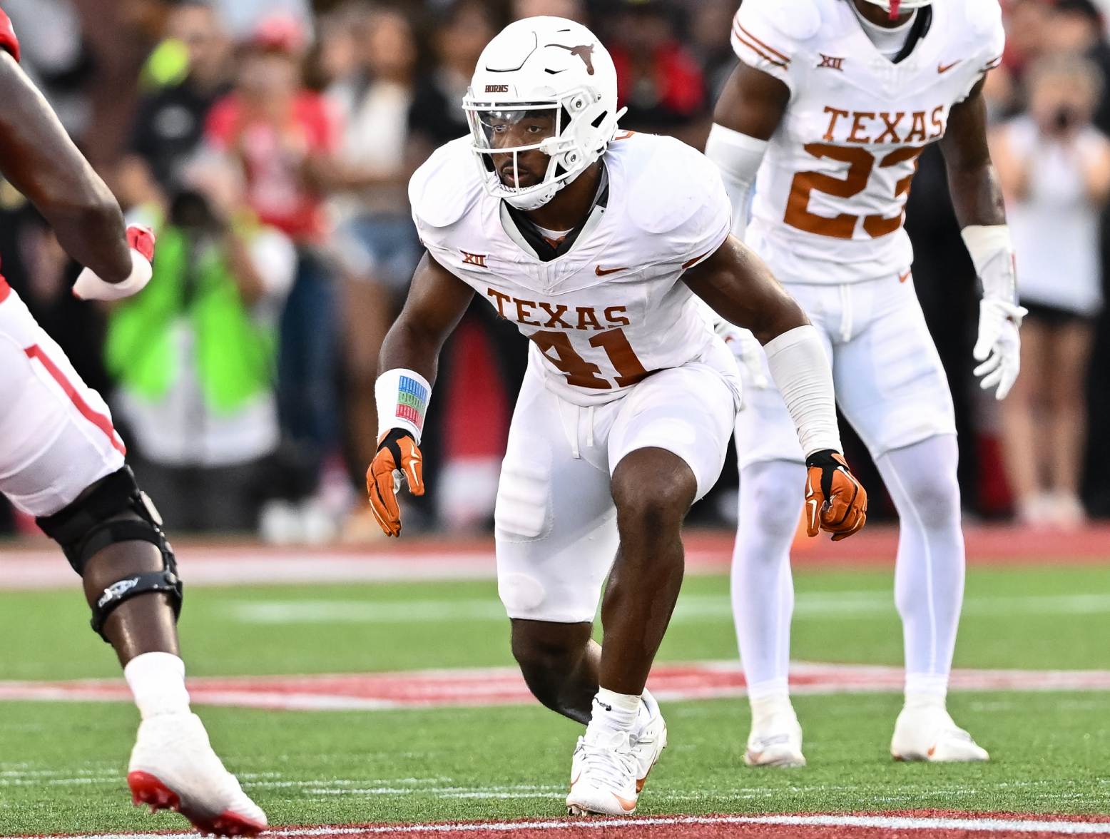 Oct 21, 2023; Houston, Texas, USA; Texas Longhorns linebacker Jaylan Ford (41) in action during the fourth quarter against the Houston Cougars at TDECU Stadium. Credit: Maria Lysaker-USA TODAY Sports