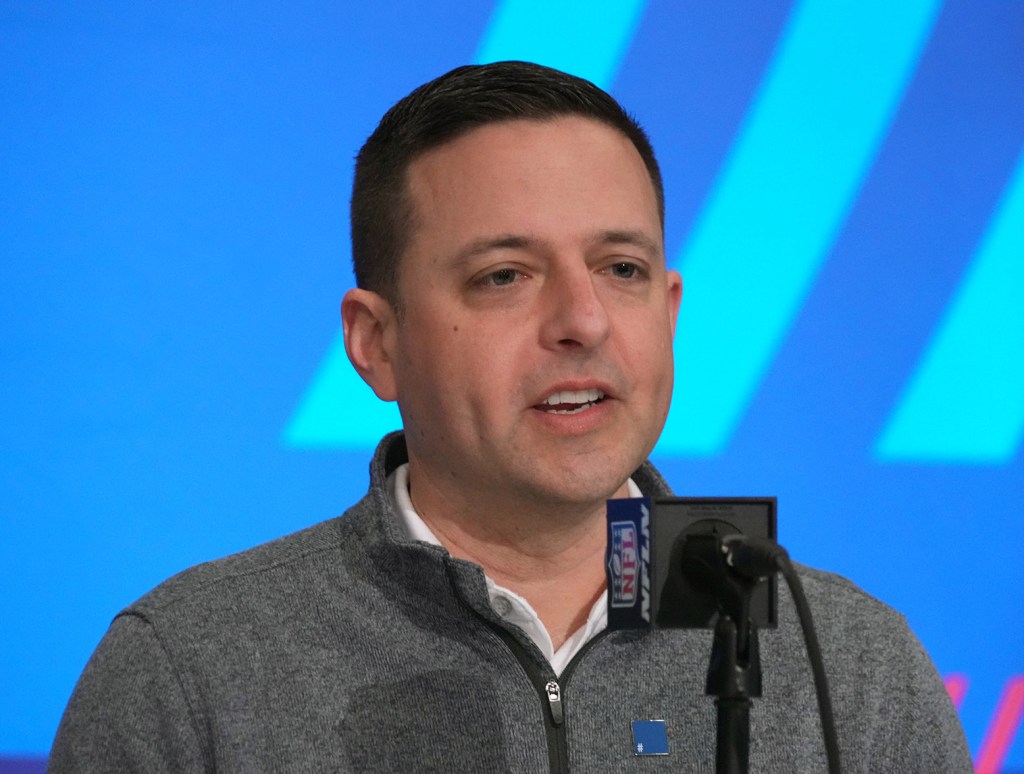 Feb 27, 2024; Indianapolis, IN, USA; New England Patriots director of scouting Eliot Wolf during the NFL Scouting Combine at Indiana Convention Center. Mandatory Credit: Kirby Lee-USA TODAY Sports

Patriots GM