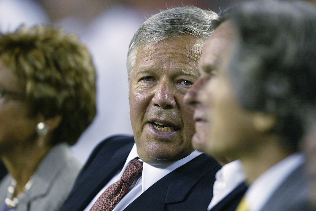FOXBORO, MA - SEPTEMBER 9: Robert Kraft, owner of the New England Patriots looks on during the game between of the Pittsburgh Steelers and the New England Patroits at Gillette Stadium on September 9, 2002 in Foxboro, Massachusetts. The Patroits won 31-14. (Photo by Al Bello/Getty Images)