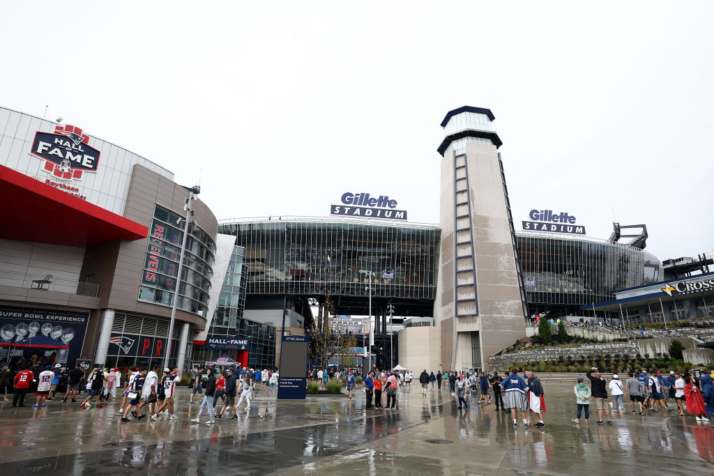 FOXBOROUGH, MASSACHUSETTS - SEPTEMBER 10: A view outside of Gillette Stadium between the game between the Philadelphia Eagles and the New England Patriots on September 10, 2023 in Foxborough, Massachusetts. (Photo by Maddie Meyer/Getty Images)