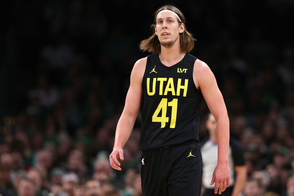 BOSTON, MASSACHUSETTS - JANUARY 05: Kelly Olynyk #41 of the Utah Jazz looks on during the second quarter against the Boston Celtics at TD Garden on January 05, 2024 in Boston, Massachusetts. (Photo by Maddie Meyer/Getty Images)