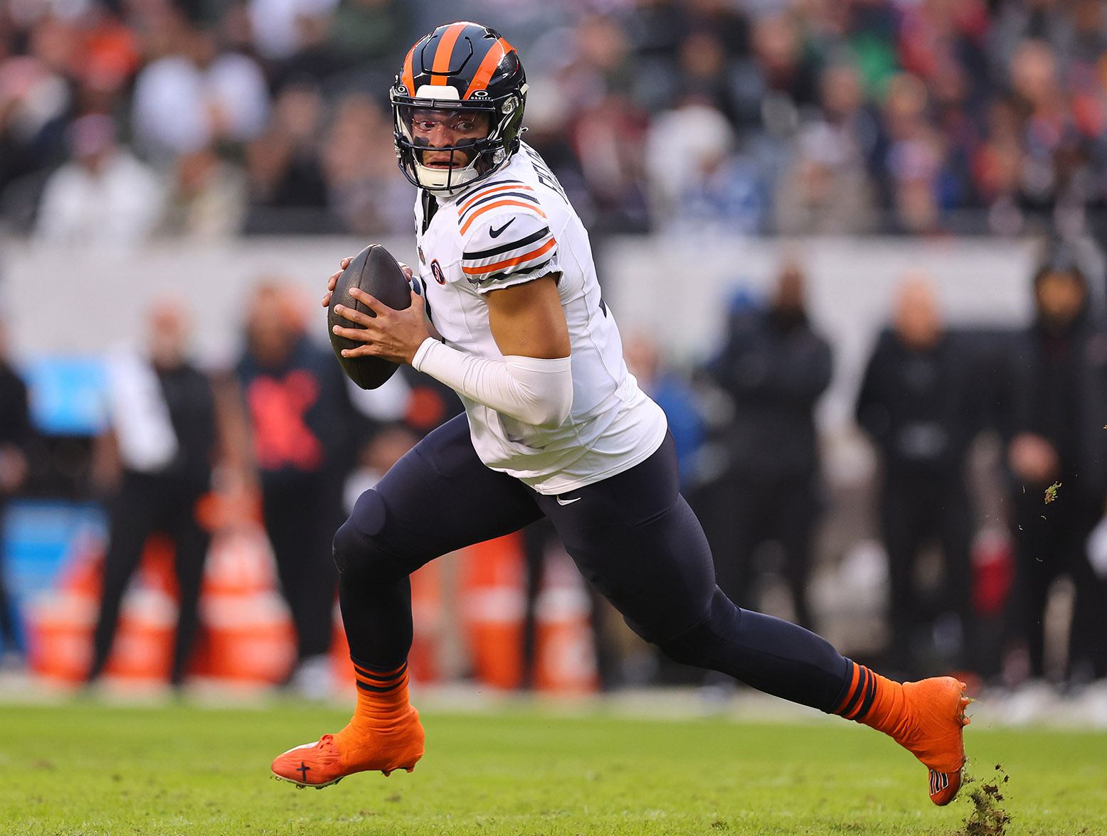 The New England Patriots will be involved in Justin Fields trade rumors until a move is made. (Photo by Michael Reaves/Getty Images)