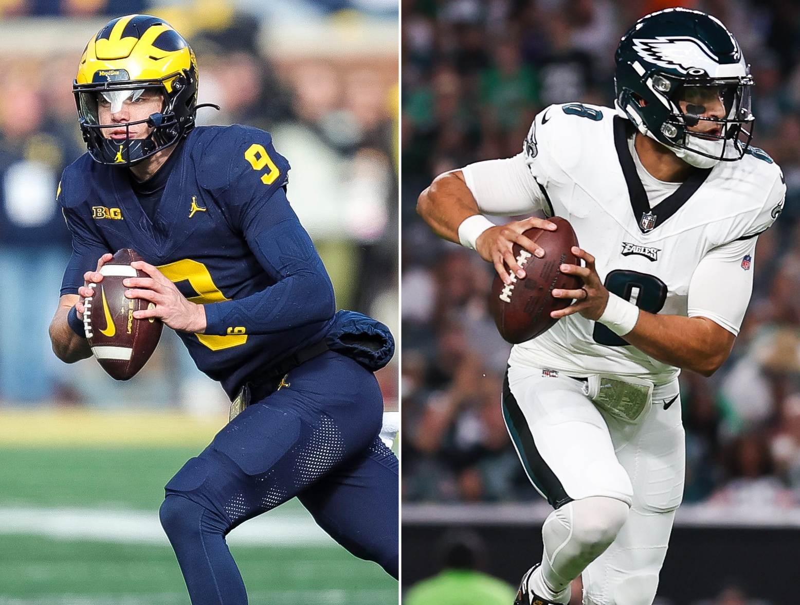 Michigan quarterback J.J. McCarthy, Philadelphia Eagles quarterback Marcus Mariota (USA Today Network)