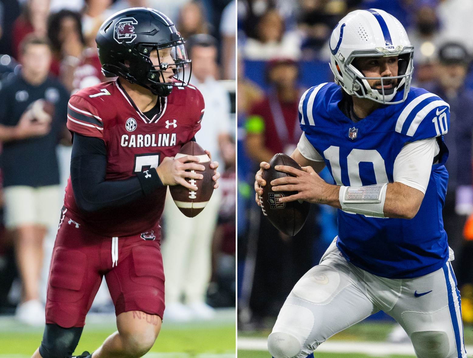 South Carolina quarterback Spencer Rattler, Indianapolis Colts quarterback Gardner Minshew (USA Today Network)