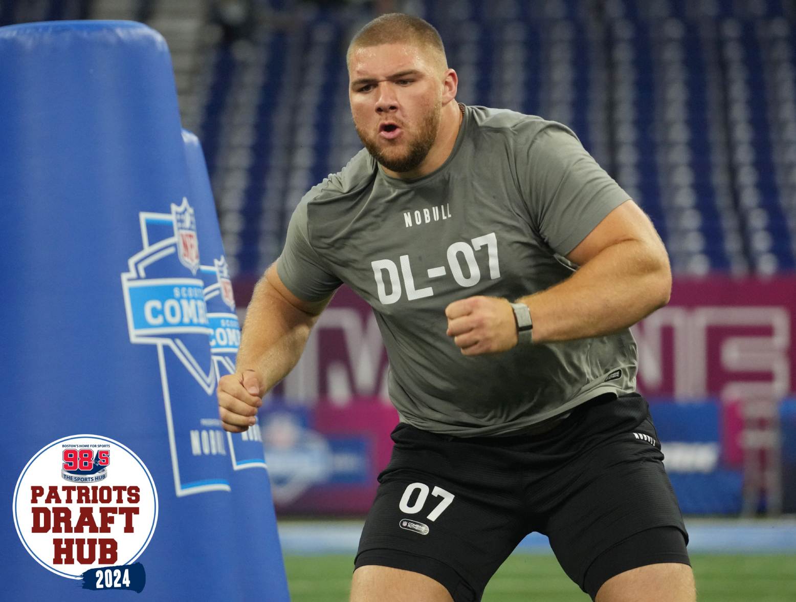 Feb 29, 2024; Indianapolis, IN, USA; Florida State defensive lineman Braden Fiske (DL07) works out during the 2024 NFL Combine at Lucas Oil Stadium. Credit: Kirby Lee-USA TODAY Sports